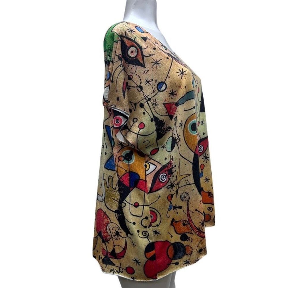 Vtg Sirelys Couture Top Womens 2XL Multicolor With Spanish Surreal Artwork Print - Picture 4 of 16